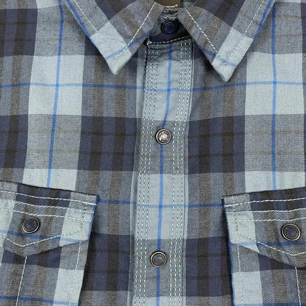 The North Face Flannel Shirt Men's Medium Blue Plaid Button Up Long Sleeves